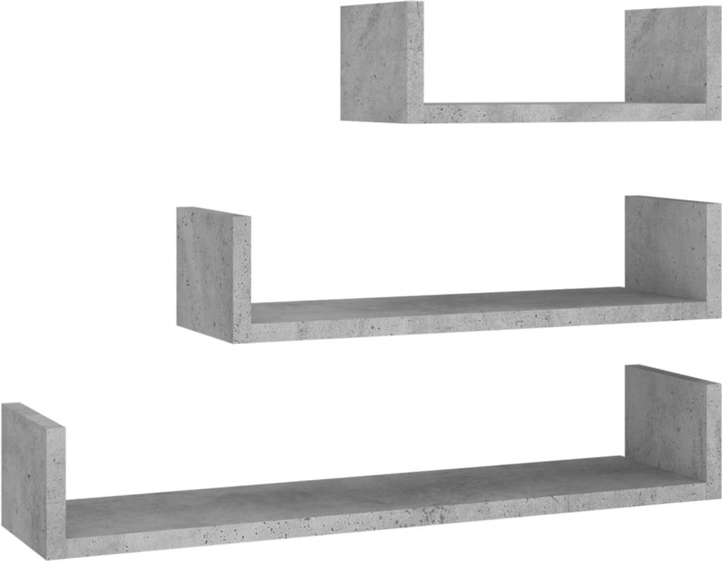 vidaXL Wandregal 3 Stk. Betongrau Holzwerkstoff Produktbild 
