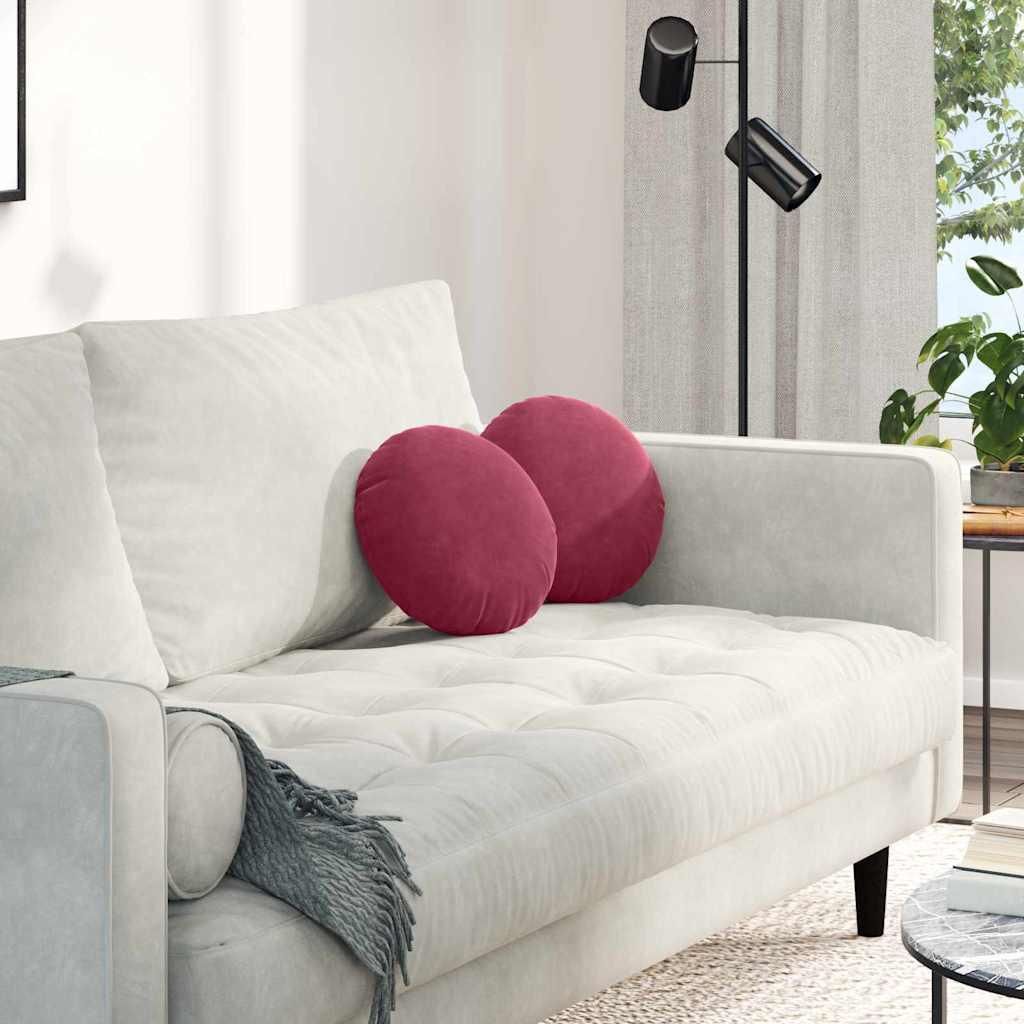 CLORIS Sitzkissen 2 Stück Weinrot Ø 30 x 13 cm Samt - Gartenmöbelauflagen 42014105