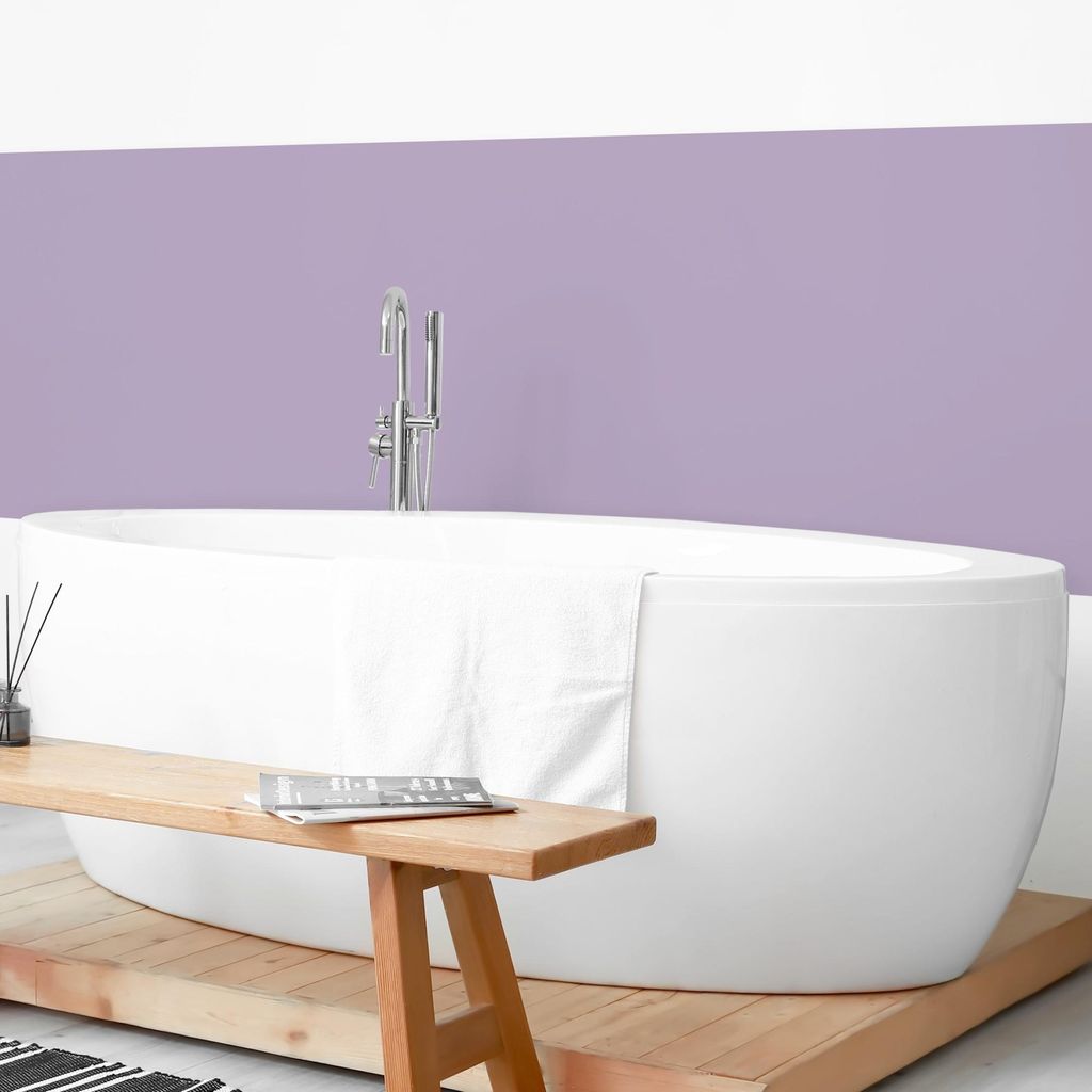 Wandverkleidung Bad mit Motiv selbstklebend - 0.35 mm Wandpaneel matt wasserfest Design violett Unifarben Badrückwand fugenlos 250x70 cm