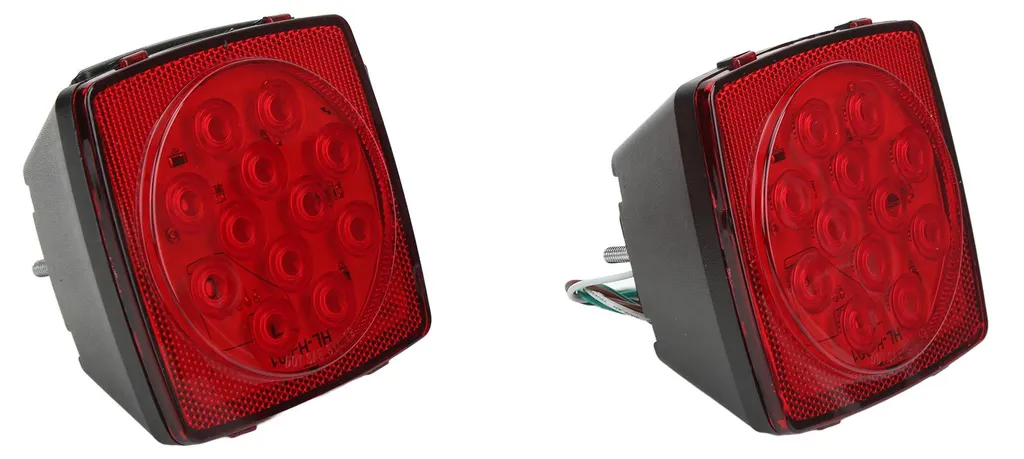 Paire de feux LED carrés 12V haute luminosité pour remorque et van