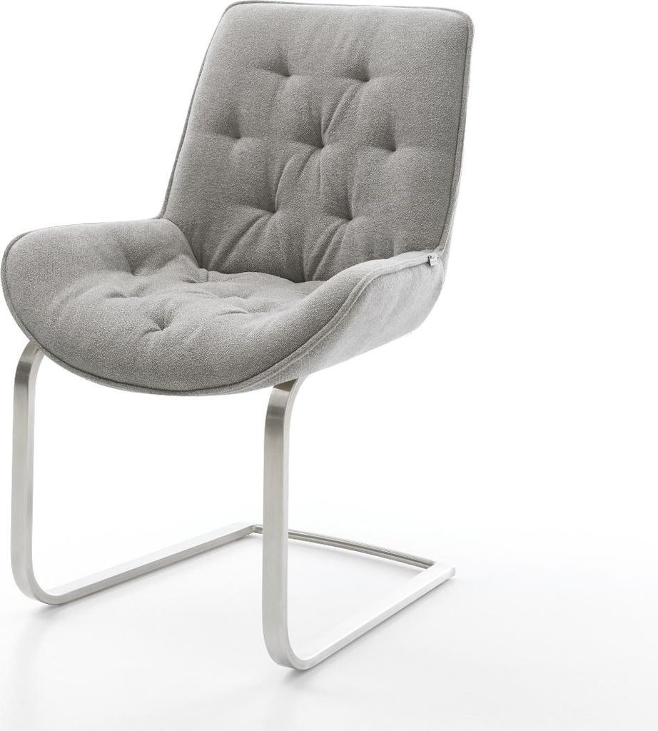DELIFE Freischwinger Taimi-Flex Strukturstoff Soft Grau Freischwinger flach Edelstahl