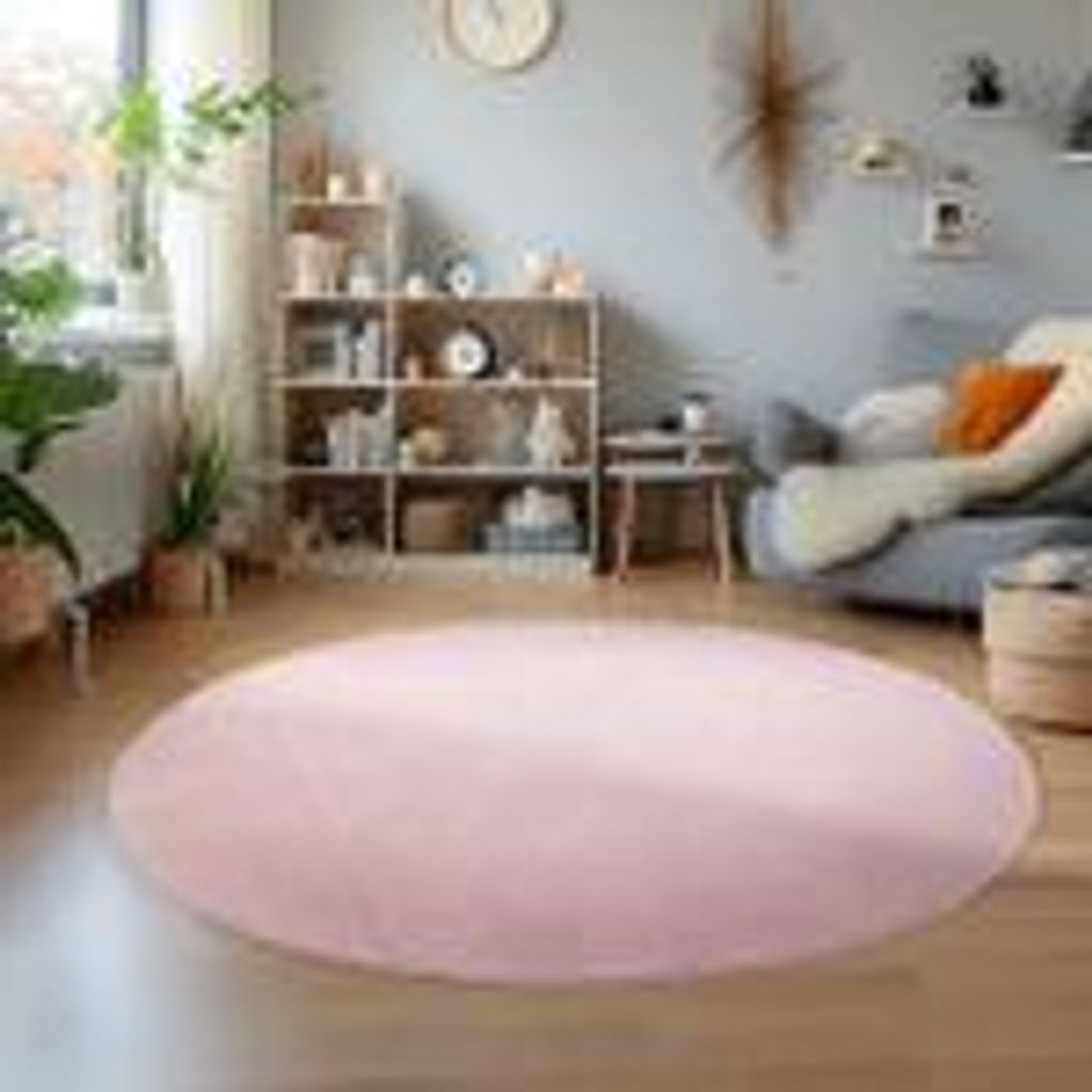 Teppich Wohnzimmer Schlafzimmer Esszimmer Läufer Flur Flauschiger Teppich Waschbar Rutschfest Soft Weicher Farbe: Rosa Größe : 200 cm Rund