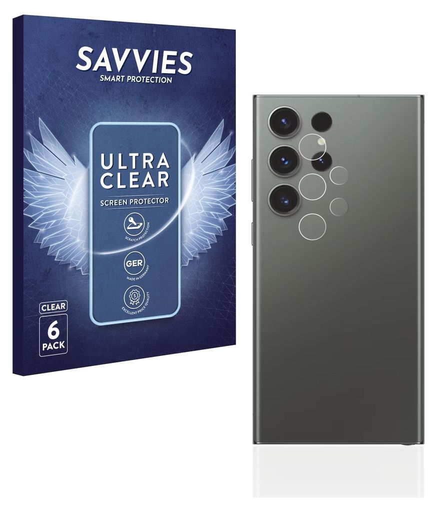 6x Für Samsung Galaxy S23 Ultra (NUR Kameraschutz) Schutzfolie Savvies Displayschutz Display Schutz Folie Klar Transparent