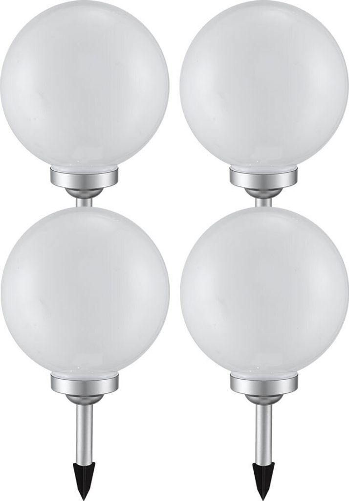 4er Set LED Solarleuchte, Kugel weiß, H 65 cm Produktbild 
