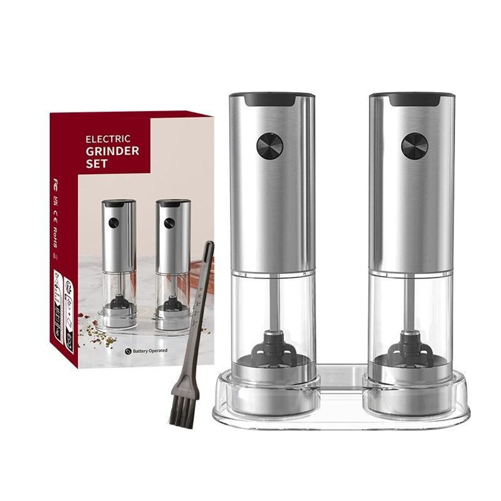 Elektrische Salz- und Pfeffermühle, 2-teiliges Set mit USB-Aufladung, großer Kapazität, einstellbarer Mahlgradeinstellung und LED-Licht