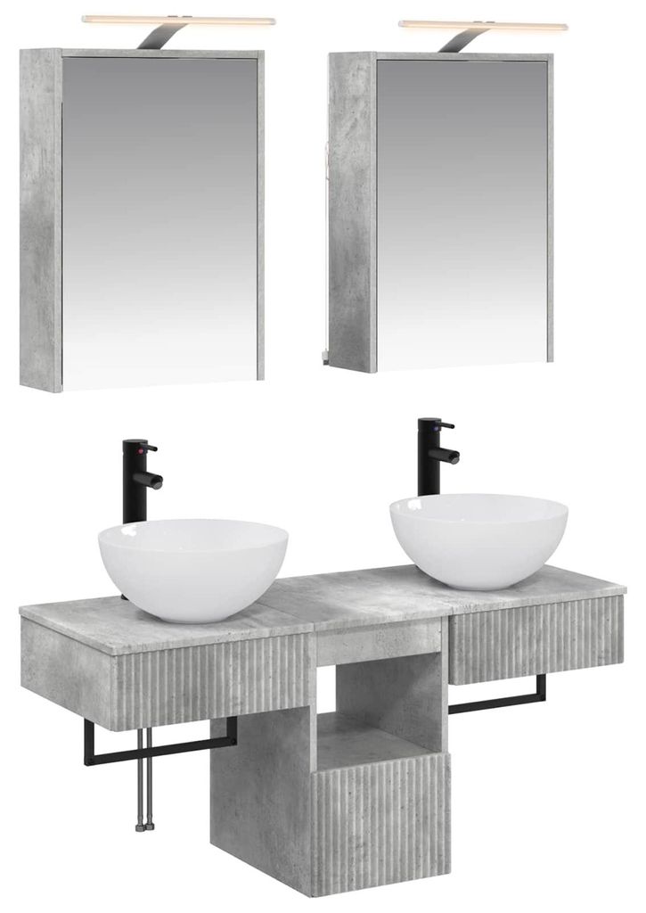 vidaXL Badezimmerschrank-Set 5 pcs Betongrau 43 x 16 x 62,5 cm