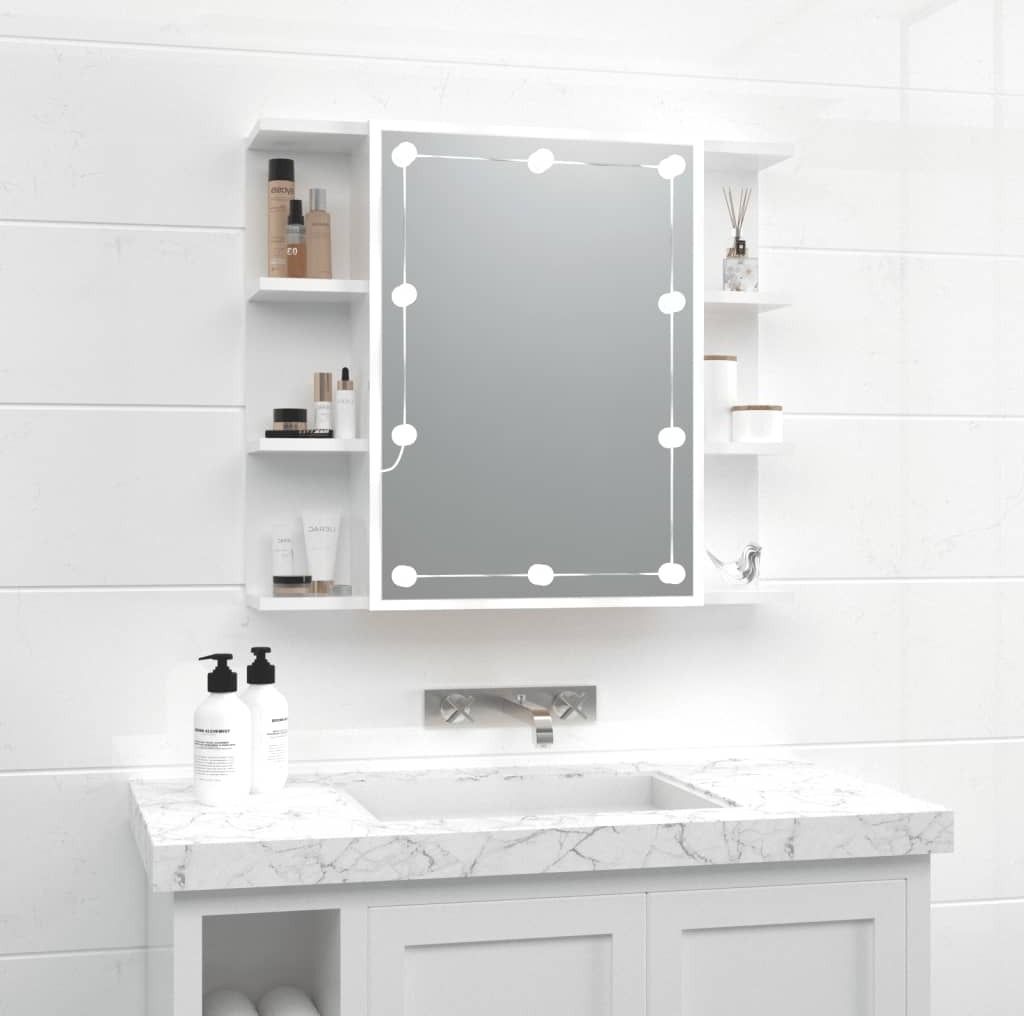 vidaXL Spiegelschrank mit LED Hochglanz-Weiß 70x16,5x60 cm Produktbild 1