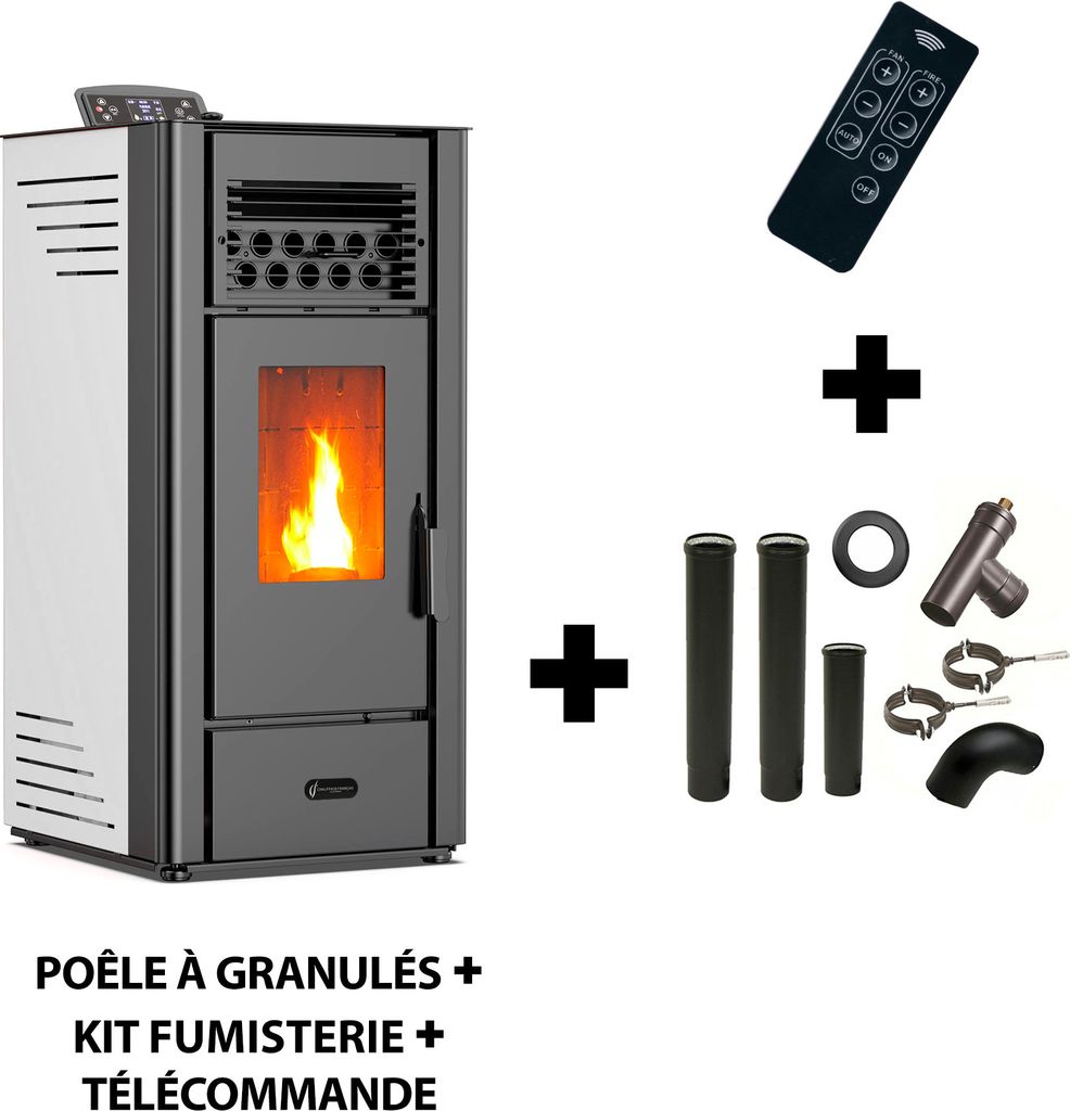Vzduchová kamna na pelety Anita 10 kW Sannover White + sada Obrázek produktu 