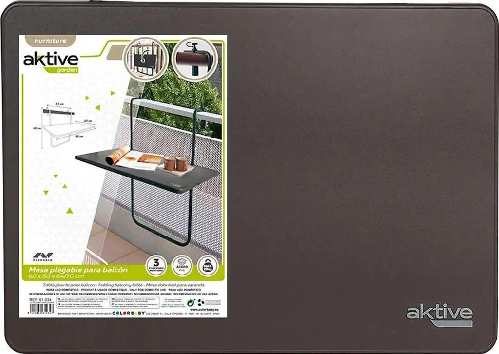 Support de Table pour Balcon Suspendu et Rabattable en Métal Argent