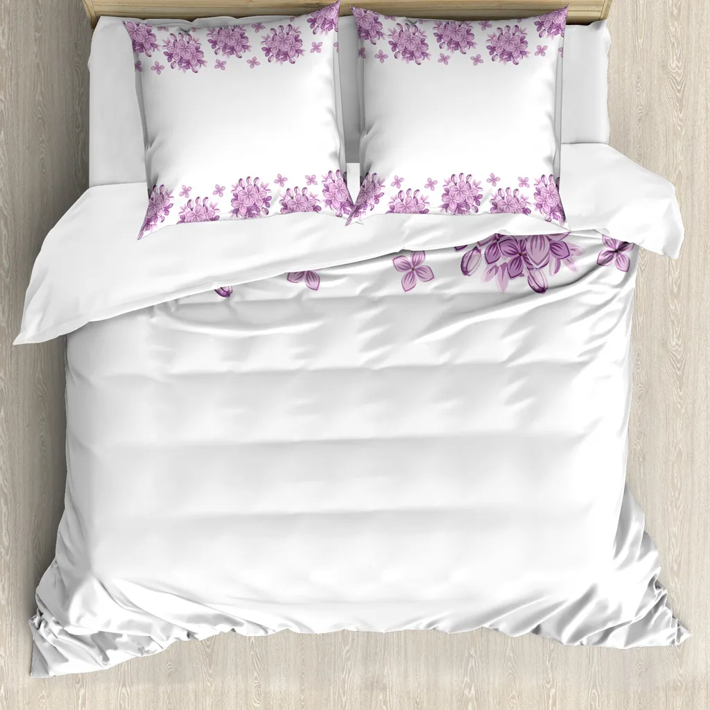 ABAKUHAUS Copripiumino Lilac Garden 200x200 | Set Letto Antiacaro Viola