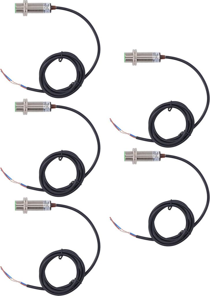 5 Stück induktive Näherungsschalter, 150 Hz, 2-adrig, normalerweise offen, Schutzart IP65, Näherungssensor, AC/DC 0–250 V