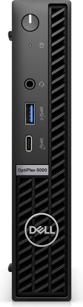 Front view of a black Dell OptiPlex 5000 desktop computer.