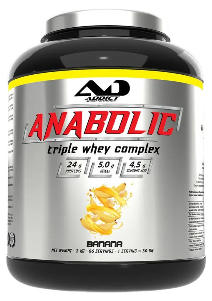 Triple Whey Complex Anabolique Saveur Banane 2kg Addict Sport Protein