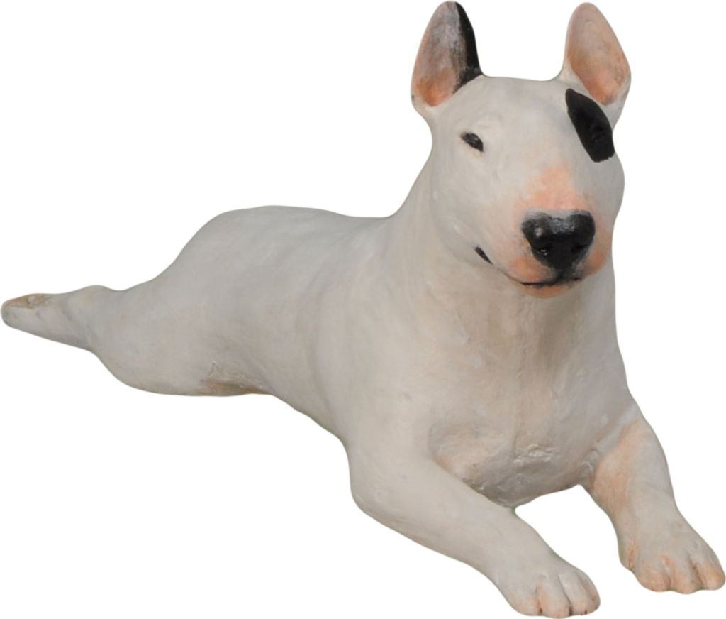 Bull Terrier, Bullterrier - bemalte Figur, Statue, Skulptur, vom Künstler hergestellt, Marke Art-Dog