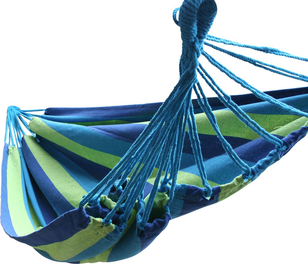 tevenger Outdoor Textil Hängematte Hängeliege Hängeschaukel 210x150 cm grün blau bunt gestreift 200 kg belastbar