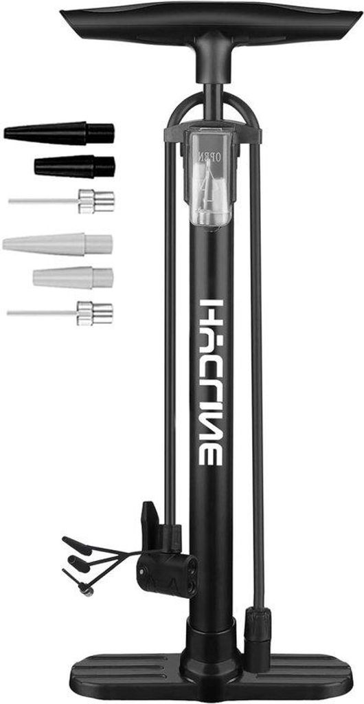 Bikepumpe Stehend - Luftpumpe Reifen - Reifen Aufpumpen - Doppel Ventil Design - 160 PSI - Schwarz