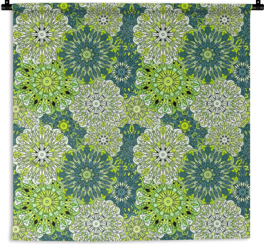 MuchoWow Wandteppich Wandbehang Mandala - Limette - Grün - Muster 150x150 cm Tapisserie Dekoration Wandtuch - Wohnaccessoires - Modernes