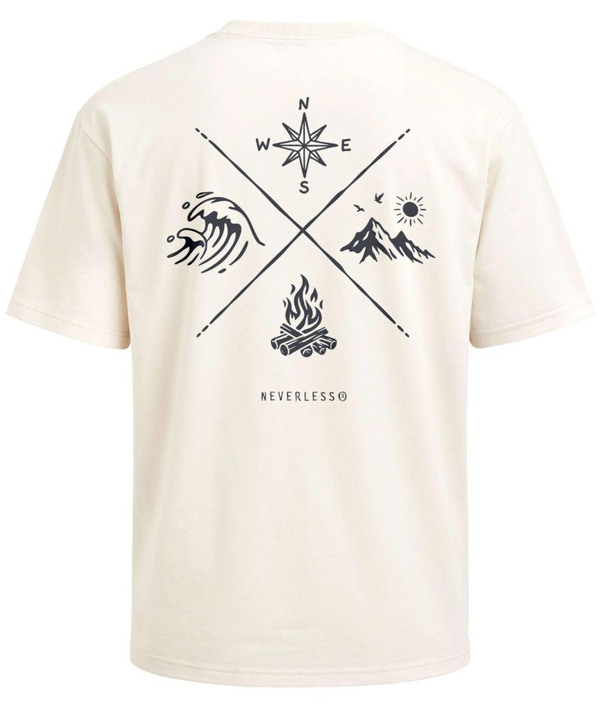Herren T-Shirt - Nature Compass - Oversized Relaxed Fit Printshirt Sommer Fashion Streetstyle Neverless