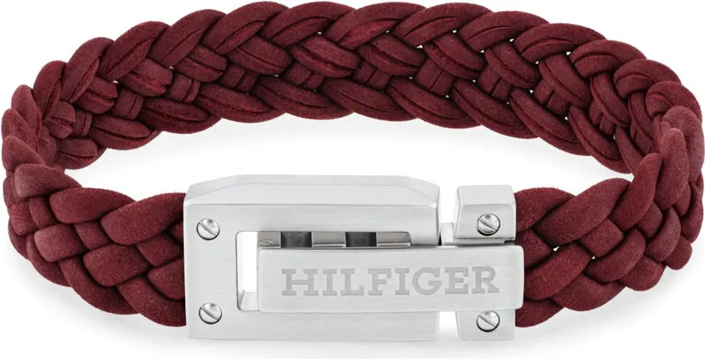Bracelet en cuir rouge tressé pour homme : Finition Premium et Acier