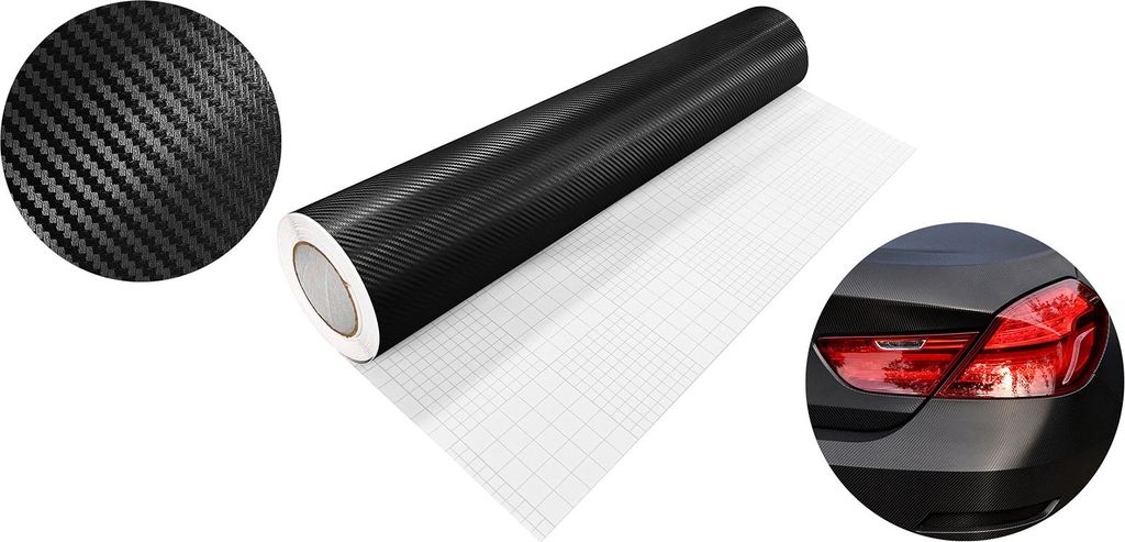 Carbon Folie 75x500 cm - Carbon 3D Schwarz - Carbonfolie matt mit Luftkanal-Kleber und UV-Schutz - Selbstklebend Autofolie für Innen und Außen - ...