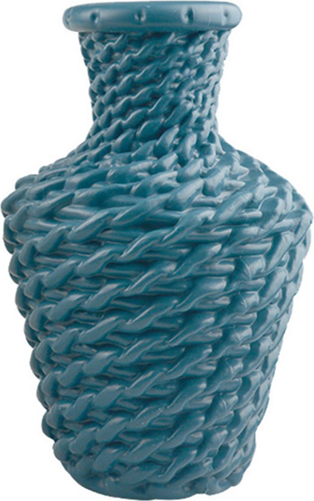 Geflochtene Vase zum Dekorieren, lichtecht, moderne Rattan-Tischimitation, Blumenarrangement-Vase für Zuhause-Blau