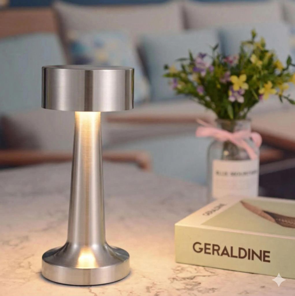 2x Tischlampe, kabellose dimmbare Tischlampe, metallene Produktbild 