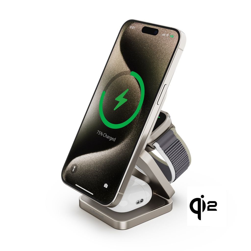Magnetická bezdrôtová nabíjačka Cubenest Qi2 3v1 SQ312 Fold Obrázok produktu 
