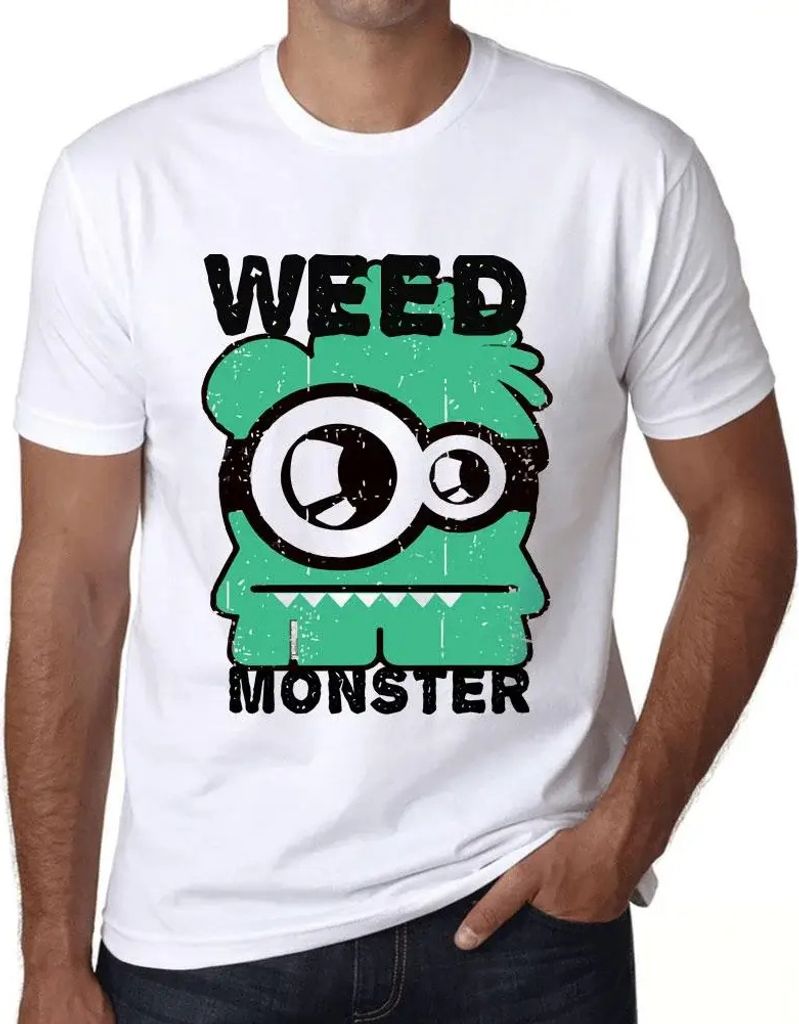 Herren Grafik T-Shirt Unkrautmonster – Weed Monster – Öko-Verantwortlich Vintage Jahrgang Kurzarm Lustige Druck Geburtstag Geschenk Mann