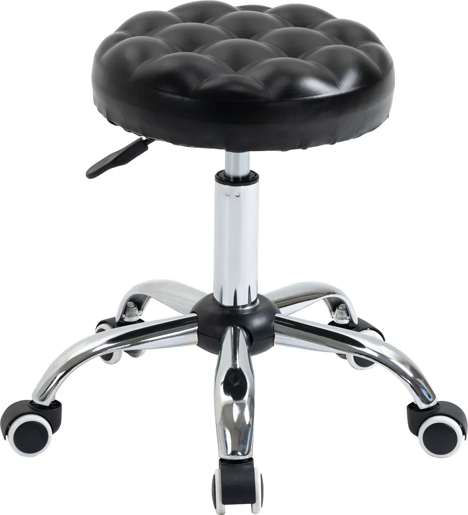 HOMCOM Tabouret de massage à roulettes réglable en hauteur noir chic