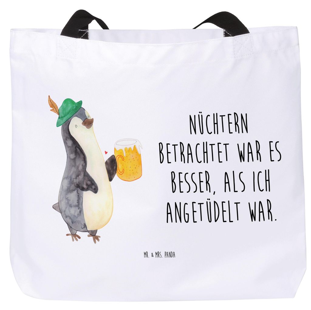 Mr. & Mrs. Panda Tote Bag Pinguin Bier - Weiß - Geschenk, , Tragetasche, Tasche, Feierabend, Beutel, Strandtasche, Beschwippst, Reisetasche, Anget...
