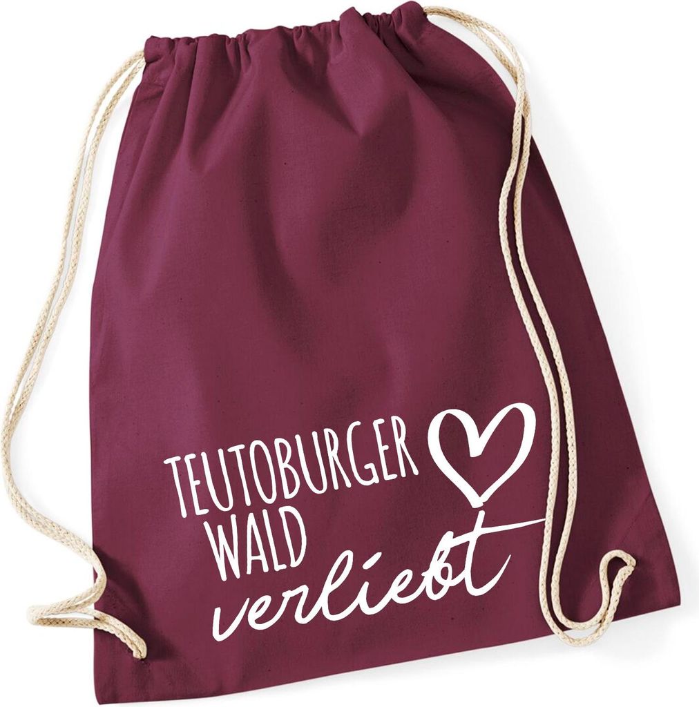 Huuraa Turnbeutel Teutoburger Wald verliebt 12 Liter Burgundy Baumwolle Rucksack Geschenkidee