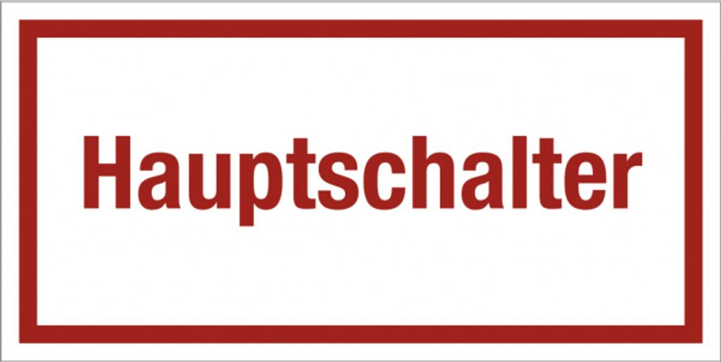 Dreifke Hauptschalter, Textschild, Folie, 200x100 mm