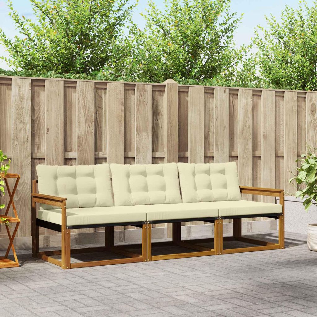 "Neues Produkt" Outdoor-Sofagarnitur ANTI-UV - CLORIS - mit Kissen - 3 pcs - Natur und Creme - Modern Gartensofas V631