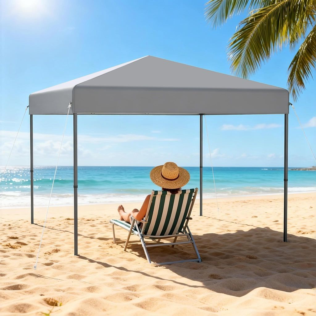 YRHome 3x3 m Pop-Up Pavillon, Faltpavillon Ein-Knopf Schnellaufbau, wasserdicht & UV-Schutz, ohne Seitenteile, inkl. Tragetasche – Silber