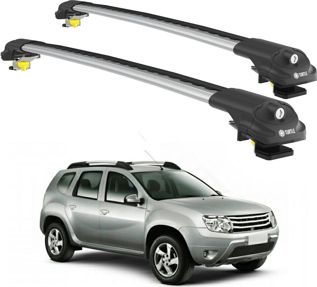 TURTLE DACHTRÄGER AIR-1 DACIA DUSTER HS 2010 - 2013 (Raised Rails) , Silber