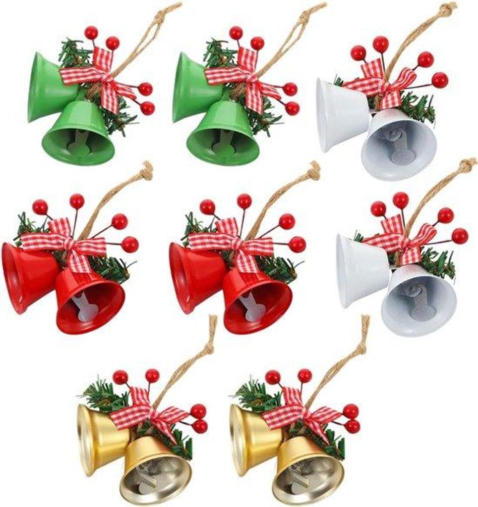 Kerstklokkenhänge - 7*3,8 cm - wei, rot, gold, grün - Hausdekoration - Weihnachtsaccessoires - für den Winter - für die Haustür