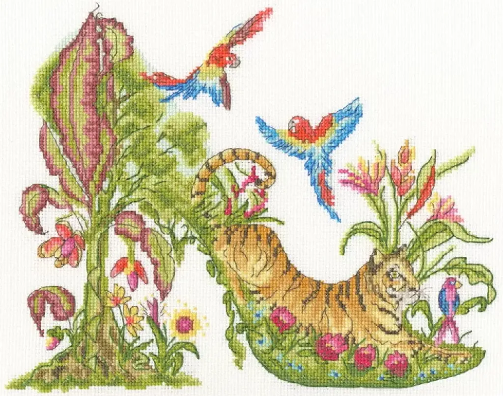 Kit Complet Broderie Point de Croix Compté avec Motif Animaux Sauvages