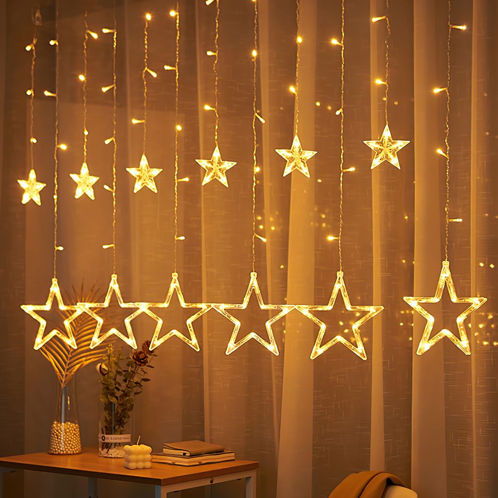 Jopassy 2M 138 LED Lichterkette Sterne Lichtervorhang Innen Produktbild 