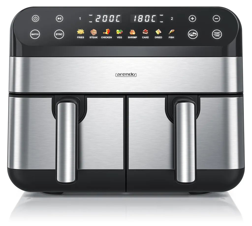 Arendo Friteuse à air chaud XXL 9L Double Chambre Airfryer 2400W