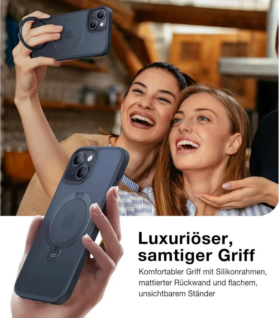 Support Vidéo iPhone 15 Coque Magnétique Rotative Noire Usage Intensif - 6