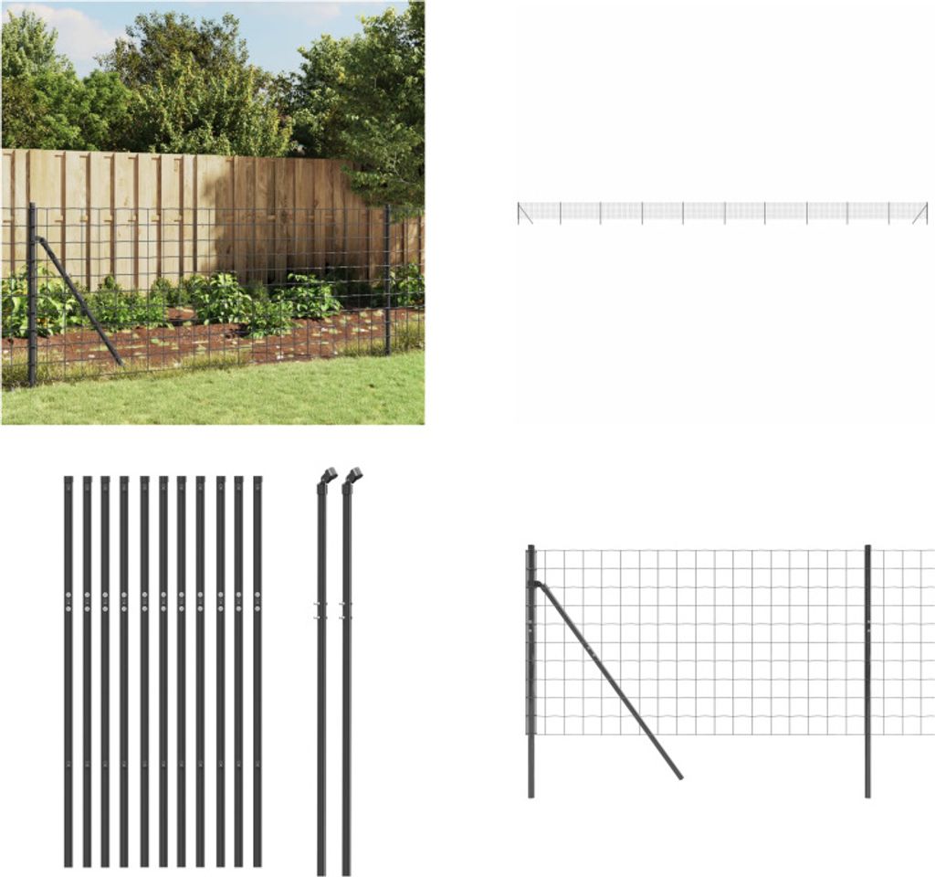 vidaXL Maschendrahtzaun Anthrazit 0,8x25 m Verzinkter Stahl - Maschendrahtzaun - Maschendrahtzäune - Gartenzaun - Maschendraht