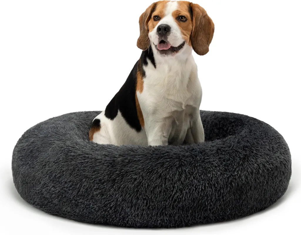 Cuccia Anti-Ansia lionto 80cm Grigio Scuro - Letto Calmante per Cani