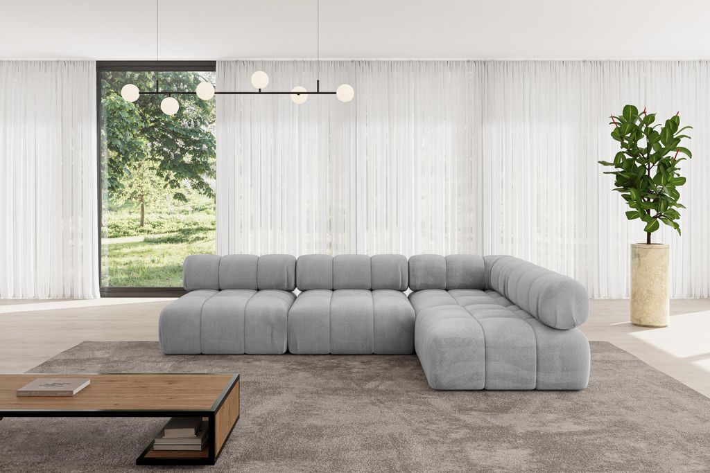 ALTDECOR Modulares Sofa Ecksofa in L-Form - Samaro-L2 - 285x190x70 cm Hellgrau universal, links/rechts Corner modular Sofa Eckcouch Couch Wohnlands...