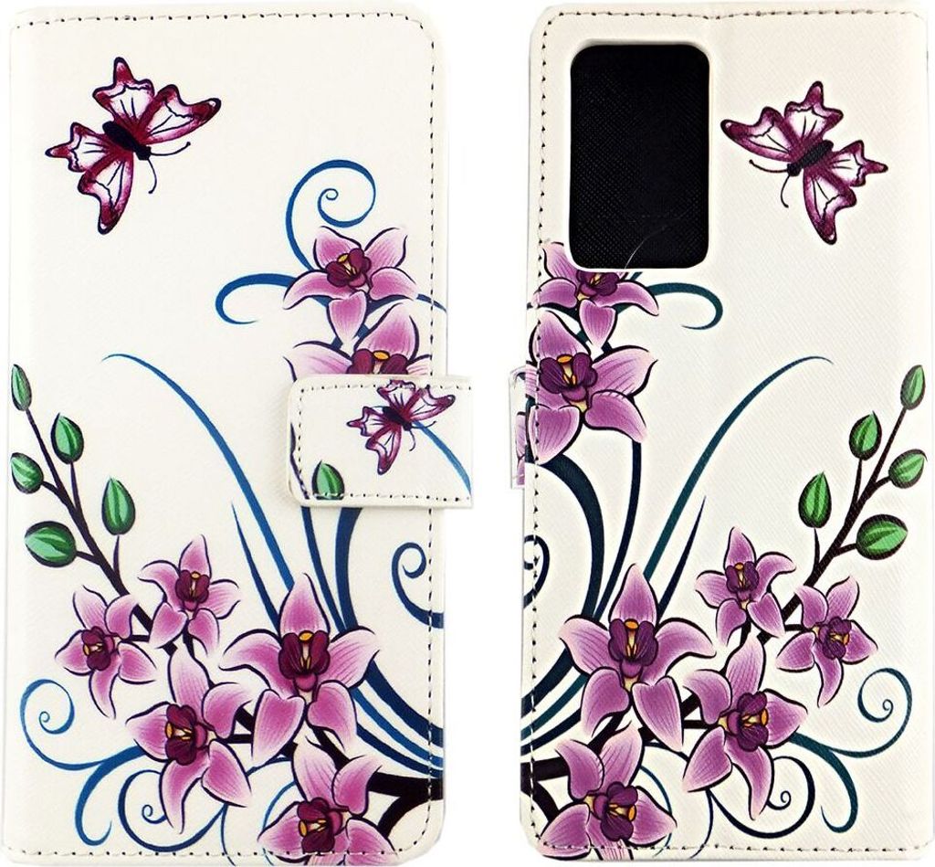 Samsung Galaxy Note 20 Ultra Tasche Handy Hülle Schutz-Cover Flip-Case mit Kartenfach Lotusblume