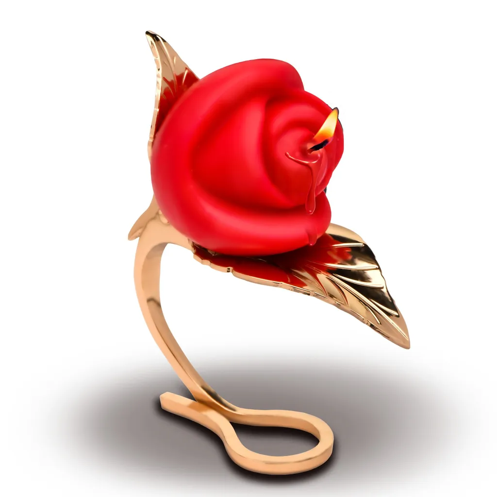 XR Brands Bougie Rose avec Support Rouge pour Décoration Romantique