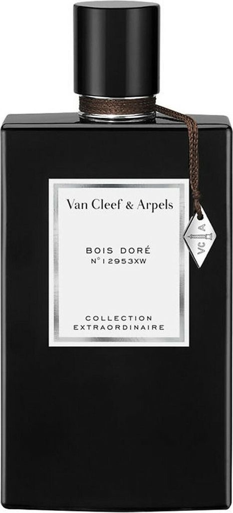 A black bottle of Van Cleef & Arpels Bois Doré Eau de Parfum.