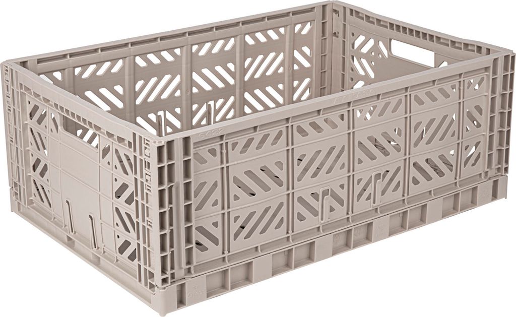 A single, empty, foldable storage crate.
