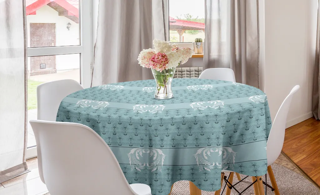 Tovaglia Antimacchia Rotonda 150 cm - ABAKUHAUS Damasco Teal