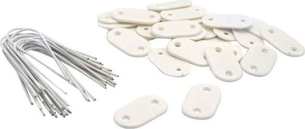 Befestigungsbinder für Maschen, 26er Set, Weiß, Plastifizierter Eisendraht 14 cm, 4 Meter