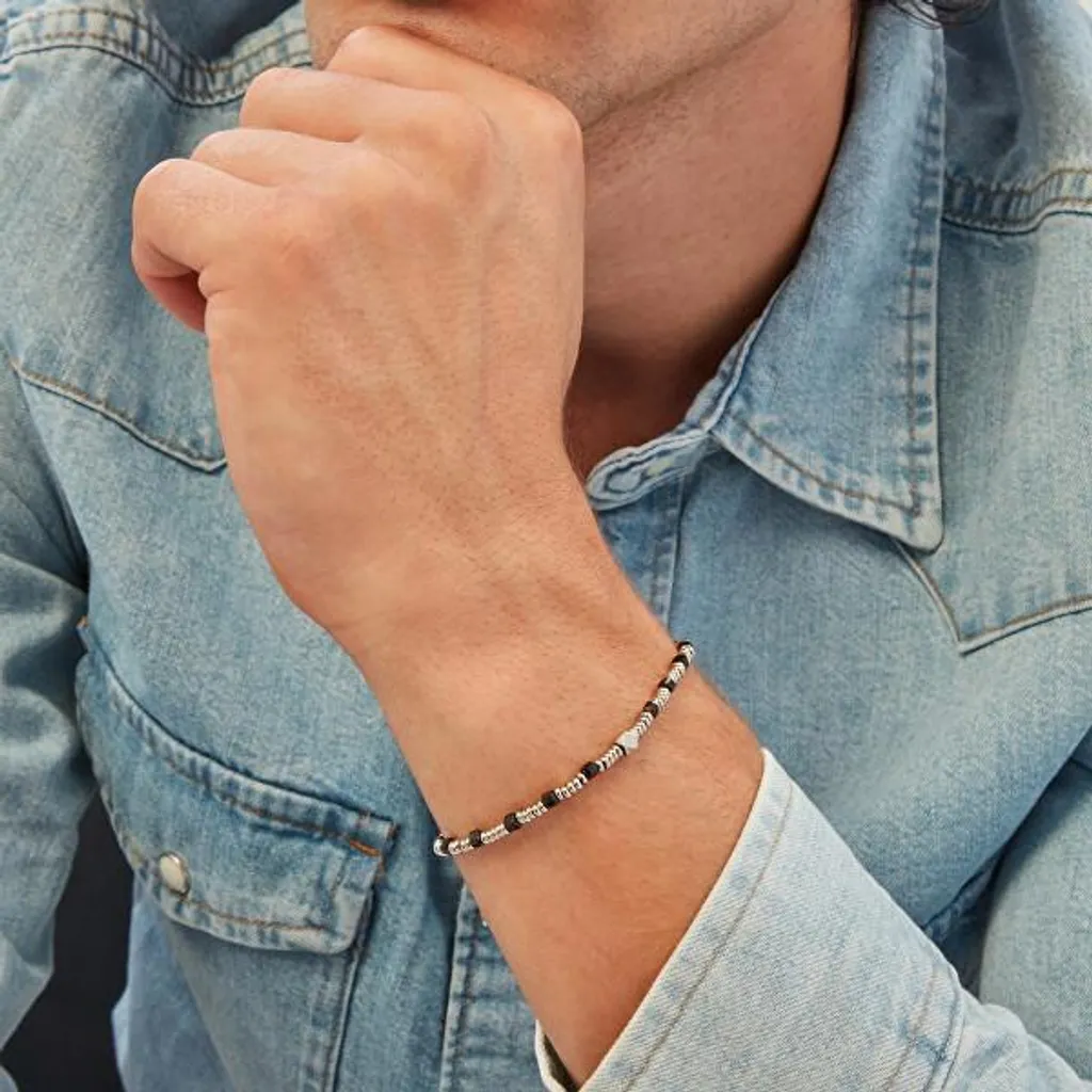 Bracelet perles spinelle noir Priam TJ3649 - Durabilité et Confort Homme
